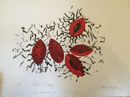 "Sabor a Cuba. El Mamey", Magdalena Campos #315. 1988. Serigraph, edition 50 of 100. 20" x 27.5".