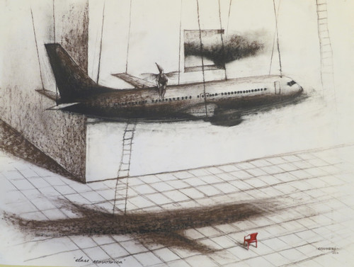 Copperi (Luis Alberto Perez Copperi) #5600. "Clase aconomica," 2010. Ink and charcoal onpaper. 18 x 24