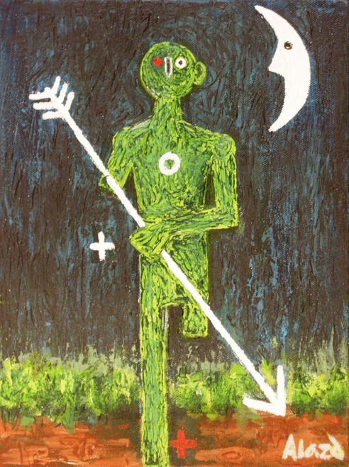 Alazo - Alejandro Lazo #5555. Untitled, 2004. Oil on posterboard. 13 x 10.5 inches. 