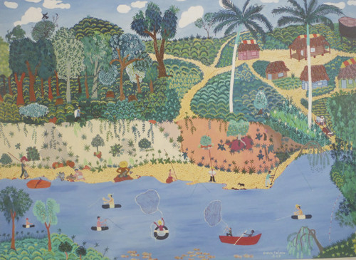 Odais Palacios Mesa, "Un dia de pesca," 2009. Oil on canvas. 23”x 31.5” #5462A