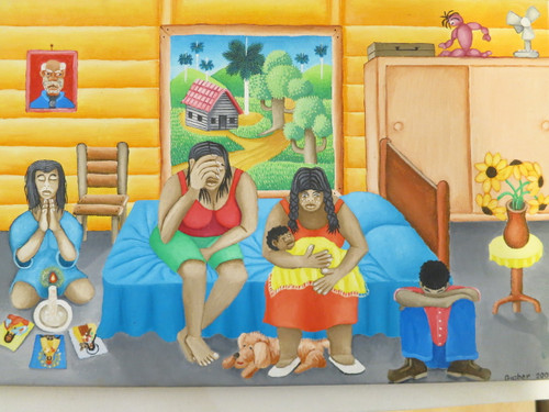 Giober (Giober López Justy), "Rezando por el niño," 2009. Oil/canvas. 11”x 16” #5440A