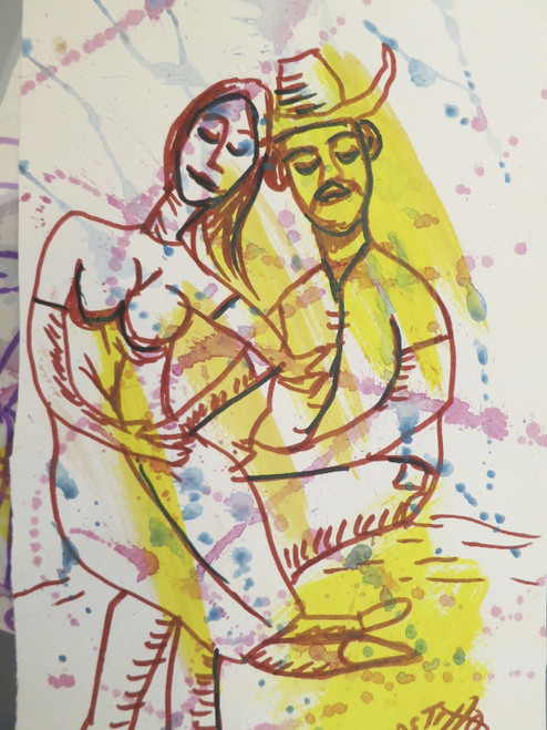 Castillo (Osvaldo Castillo Vásquez), Untitled, N.D. Ink and watercolor on paper, 10" x 6.5". #6076B.