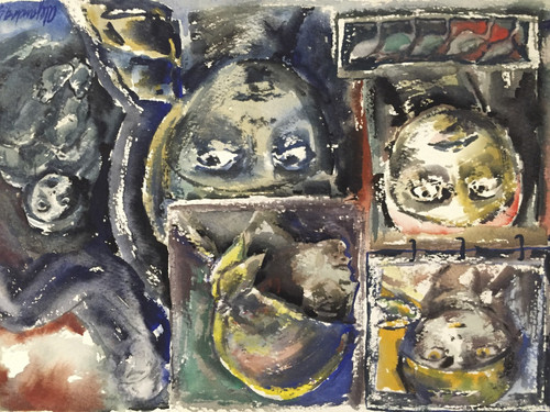 Alejandra #2093. "Belen I, Belen II, Belen," 2000. Acrylic  on paper. 9.5 x 13.75 inches.