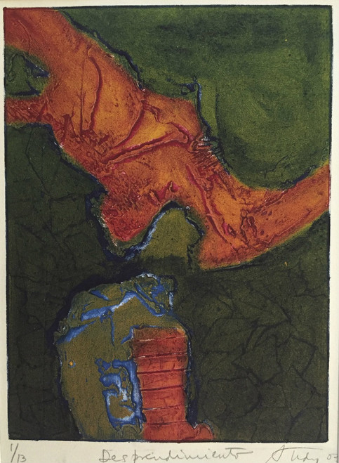 Andy (Angel Rivero Sierra) #3427 "Desprentimiento," 2003, Collagraph print edition 1 of 3.  12" x 9.5"