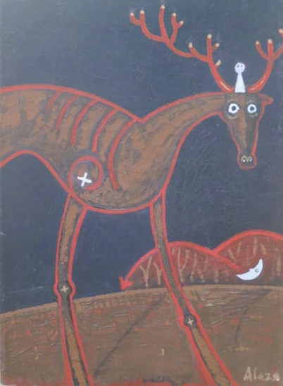 Alazo - Alejandro Lazo #3454. 2001. Acrylic on canvas. 18 x 13 inches.