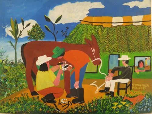Luis A. Villalón, "Hernando el caballito," 1997. Oil on canvas.  12”x 16” #1276