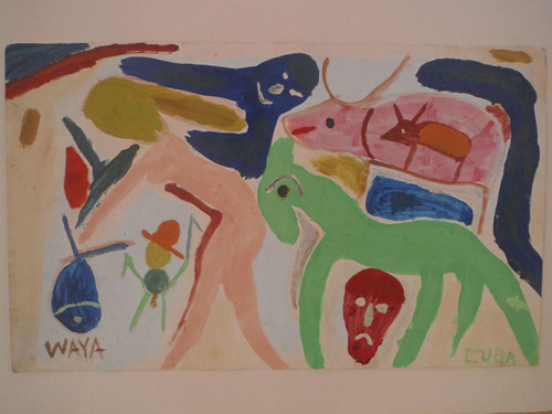 Wayacón (Julián Espinosa), Untitled, N.D. Mixed media on card-stock,  12" X 19.5” #1557