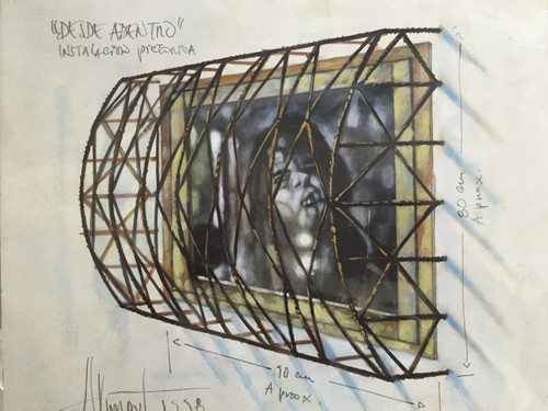 Adrian Rumbaut,   "Desde adentro: Instalacion pictirica," 1998. Watercolor on paper.        10.75 x 12.5”            #1259