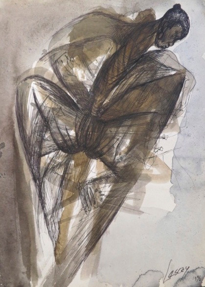 Lescay (Alberto Lescay Merencio) #6319. Untitled, 1996. Watercolor on paper. 13 x 4.5 inches. 