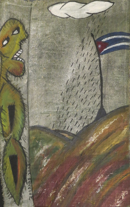 Juan Karlos Echeverria Franco #6443. "Ya todo los pertenece," 2000. Oil on heavy canvas. 18.5 x 11 inches.