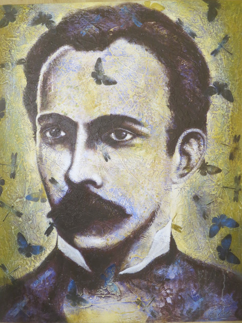 Edras Portales #6717. "Retrato de Marti," 2015. Acrylic on canvas. 39 x 31 inches. 