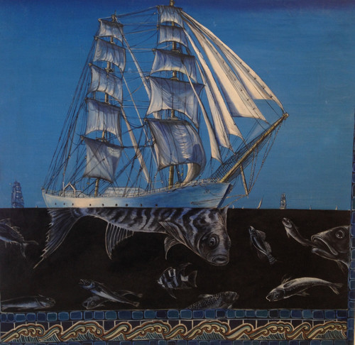 Brito (Jacqueline Brito Jorge) #8085.  Series: Cuatro elementos, "Agua,"  2001. Oil on canvas, 30 x 30 inches.