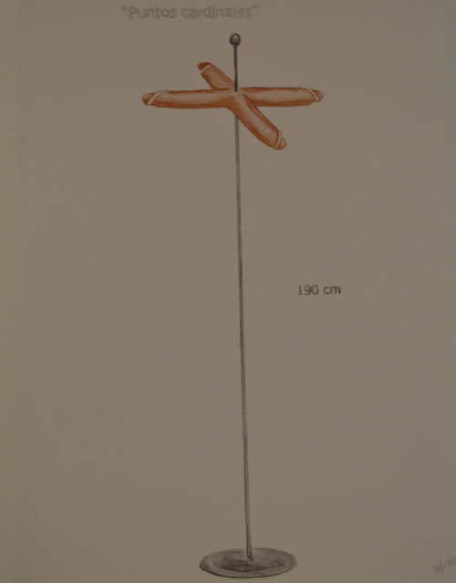 Marlys Fuego #5899. "Puntis cardinales,"  2010. Ink and watercolor on paper,  27.5 x 19.75 Inches..