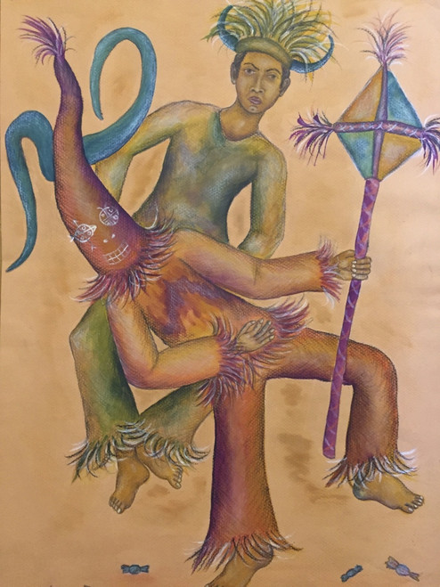 Javier Gallosa, from the series "Carnaval diablitos," 2004. Mixed media on paper. 19.5" × 13.5". #4140