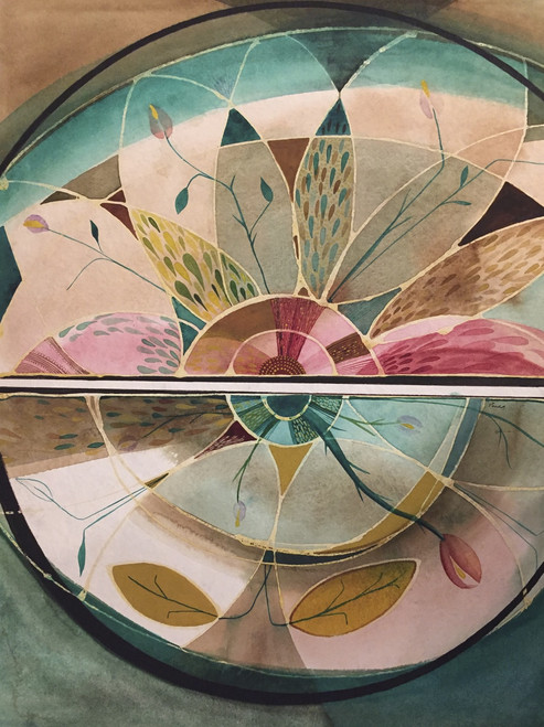 Sandra Agramonte #1426. "Composicion en dos," N.D. Watercolor and pen on paper. 23.5 x 19 inches.