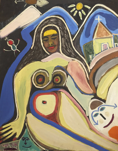 Wayacón (Julián Espinosa), Untitled, 1994. Mixed media on masonite. 35.5" × 27.25". #1901
