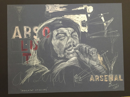 William Perez  #4038. From arsenal series: "Absolout arsenal," 2005. Pencil on paper. 25 x 19.5 inches.