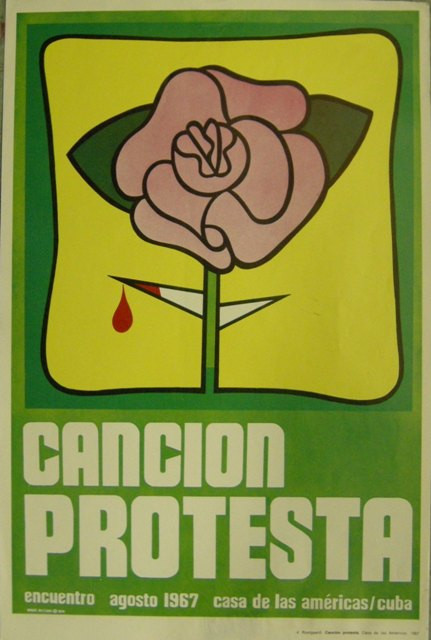 Rostgaard (Alfrédo Gonzalez Rostgaard) "Cancion protesta", second edtion. Silkscreen. 39.5 x 27.5 inches.