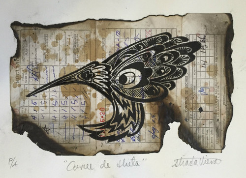 Guillermo Estrada Viera #6173.    "Carne de dieta,"  2015. Mixed media print, artist proof. 8.5 x 11.5 inches. 