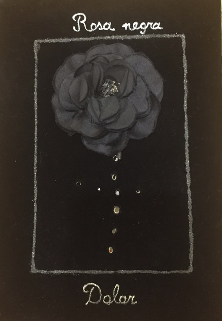Brito (Jacqueline Brito Jorge) #6770. "Rosa negra/Dolor," From the series: "Ikebana," 2007. Mixed media/oil on canvas. 9.25 x 6.5 inches. 