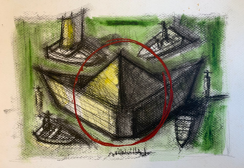 Villalvilla (Camilo Diaz de Villalvilla)   Untitled, ND. MM/paper. 8.5" x 11.5"  #4410