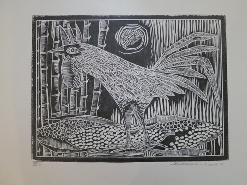 Montebravo (José Garcia Montebrvo) #8080. "Gallo," 2009. Linoleum
