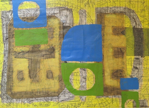 Mederox (José Mederos Sigler),                                              Untitled, 2014. Mixed media: collage, ink and acrylic on cardboard.               13.5” x 19.5”     #8074