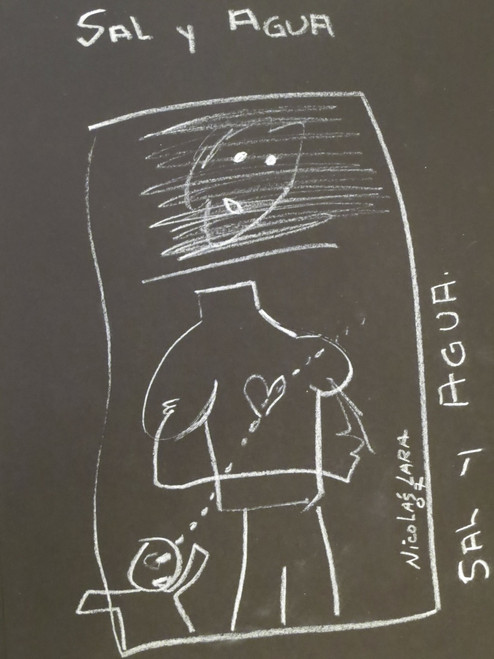 Nicloas Lara #4250. "Sal y Agua," 2007. Chalk on paper. 12 x 9 Inches.