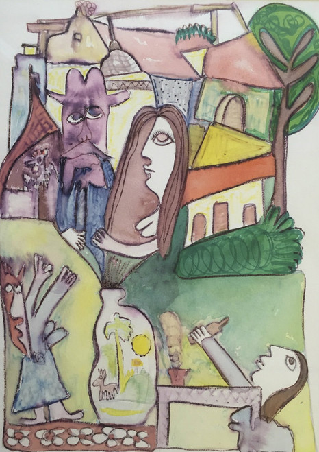 Fuster (José Rodríguez Fuster), Untitled, N.D. Watercolor and ink on paper. 16" x 12.25". #350