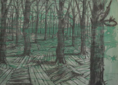 Humberto Planas #5301. Untitled, N.D. Mixed media on paper, 44" x 58" 