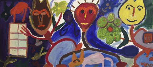 Wayacón (Julián Espinosa), Untitled, N.D. Mixed media on canvas. 37.5" × 17". #5099 