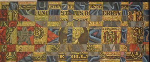 Adrian Rumbaut. 1995. Mixed media on canvas. 18" x 43".