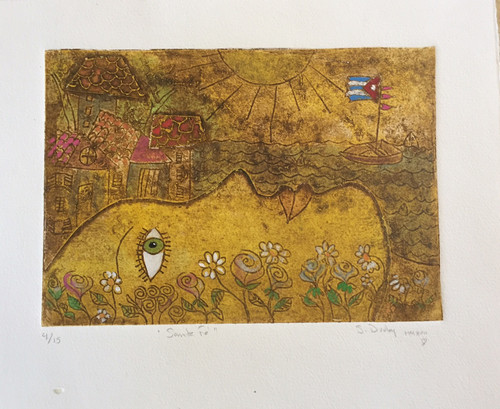Sandra Dooley,  "Santa Fe," 2017. Collagraph print 4 of15.   10.5"x13" #6812H.