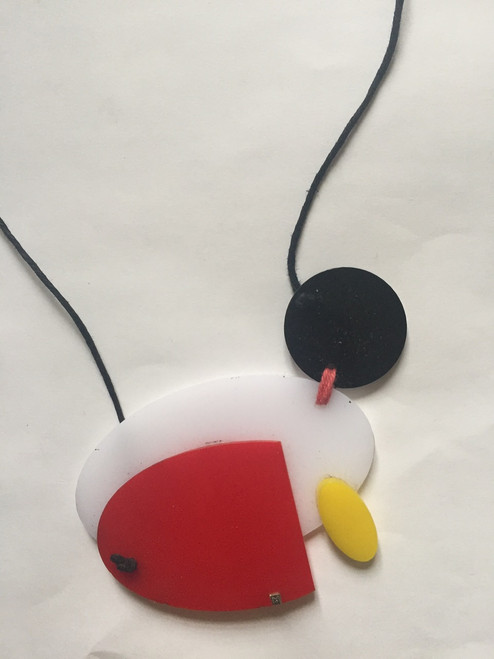 Conga design shop, Havana. Mondrian-style egg-shaped plastic necklace #423L.