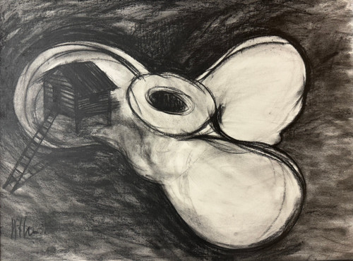Kcho (Alexis Leyva Machado), From the series: "Archipelago," ca. 2000. Acrylic and charcoal on canvas. 42.5" x 56" (framed), 6873. SOLD!
