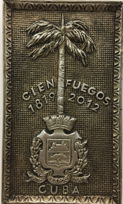 Alain Moreira #5637.  "Mi Ciudad," 2012.   Cast Aluminium Metal Plaque,  10.75" x 6.5"