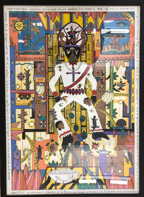 67 Vilva (Elio Vilva-Trujillo), “Obatalá,” 2007. Acrylic, pen & ink on paper. 27.5” x 19.5”