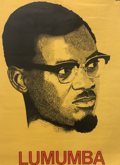 OSPAAAL (Rafael Enríquez), "Lumumba 20 aniversario," 1980. Offset poster, 28.5" × 15.5".