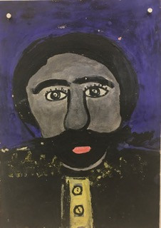 Abel Pérez-Mainegra,                                                              "Mayor General Antonio Maceo," N.D. Acrylic on poster board.      12”x 9”             #4168