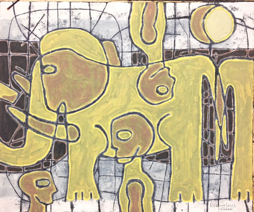 158 Mederox, Untitled, 2017. Mixed media on poster board. 19.5” x 23.5”