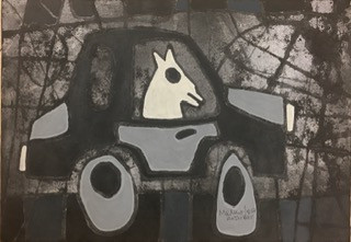 Mederox, Untitled, 2017. Mixed media on poster board. 13.5” x 19.5”