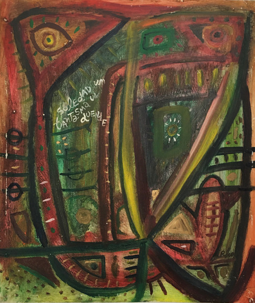Rha (Antonio Hernández Rodriguez), “Soledad un fantasma, un duende,” ND. Acrylic on plexiglass. 13.5 x 11.75”.