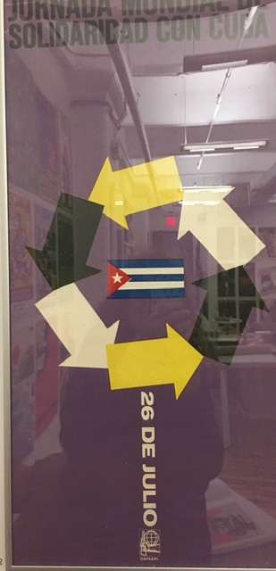 OSPAAAL (José Papiol), "World day of solidarity with Cuba," 1968. Silkscreen poster, 19" × 12"