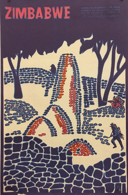 OSPAAAL (Lázaro Abreu), "Jornada de solidaridad con Zimbabwe," 1972. Offset poster, 21.5" × 13.75"