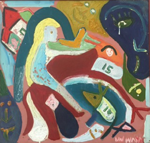 Wayacón (Julián Espinosa),    Untitled, N.D. Mixed media on wood,   16” X 16.5” (framed)                                                  #4529