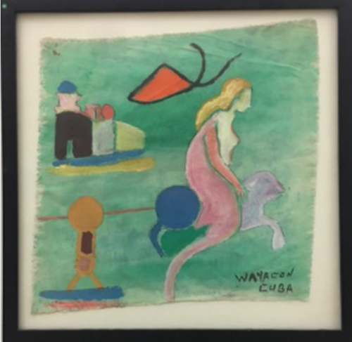 Wayacón (Julián Espinosa), Untitled, 1993. Mixed media on cloth. 18” x 18” (framed) #5258B