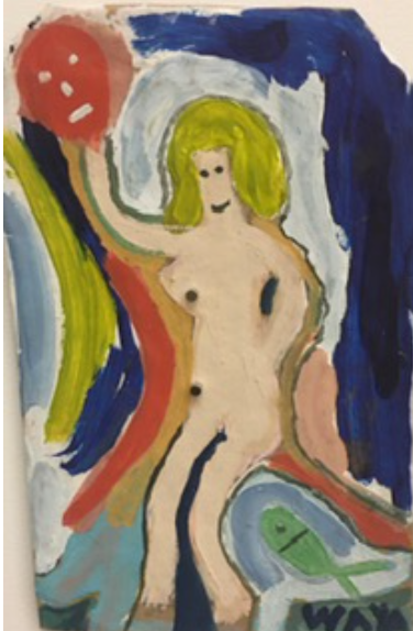 Wayacón (Julián Espinosa), Untitled, N.D. Tempera on brown paper bag. 13” x 8” #2523-21.