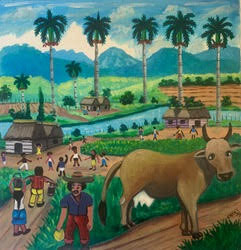 Castillo (Osvaldo Castillo Vasquez) Untitled, N.D. Acrylic On Canvas, 14.5 X 14”   #4228