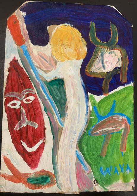 Wayacón (Julián Espinosa), Untitled, N.D. Tempera on brown paper bag. 8.5” x 11”  #2523-72