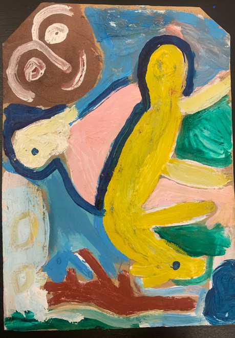 Wayacón (Julián Espinosa),  Untitled, N.D. Tempera on brown paper bag.   13” x 8   #2523-69  